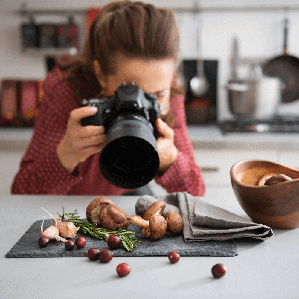 taking business photos of the dish and products