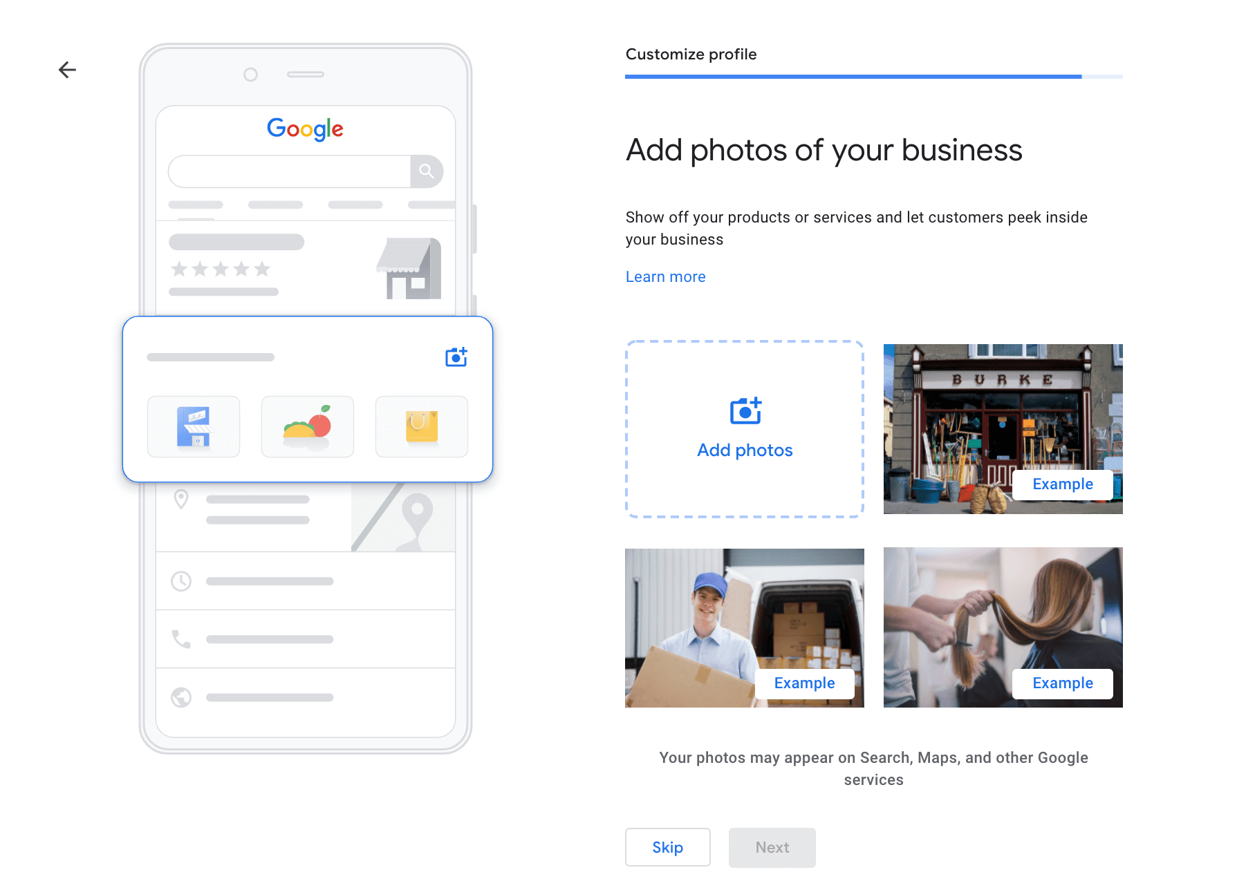 Add photos to your google business profile