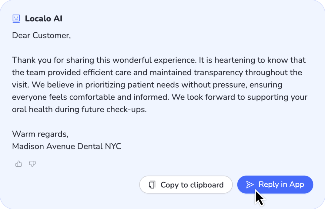 Want to reply faster with AI? Try our free Review Response Generator