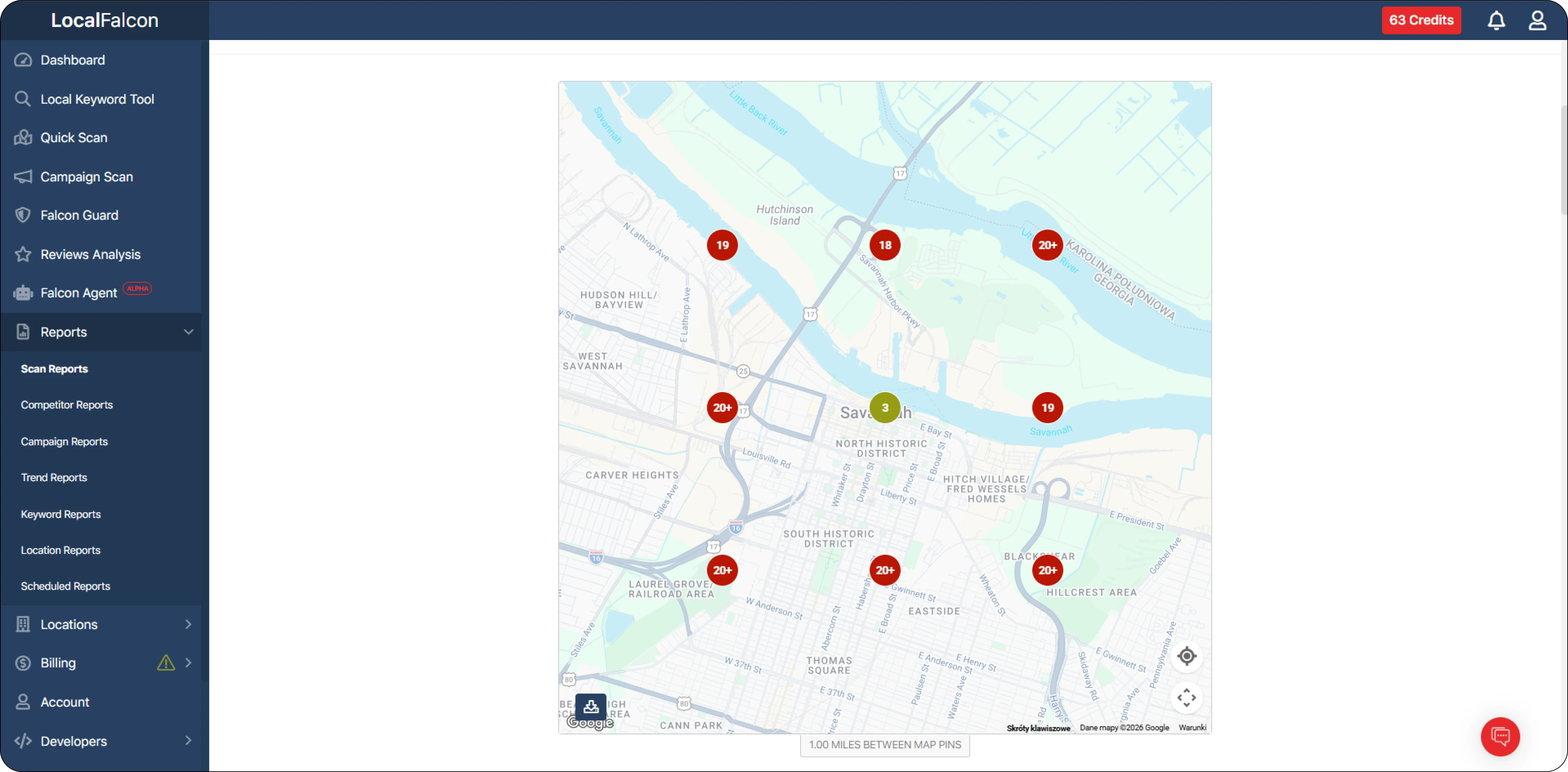 vista de mapa de calor de Local Falcon