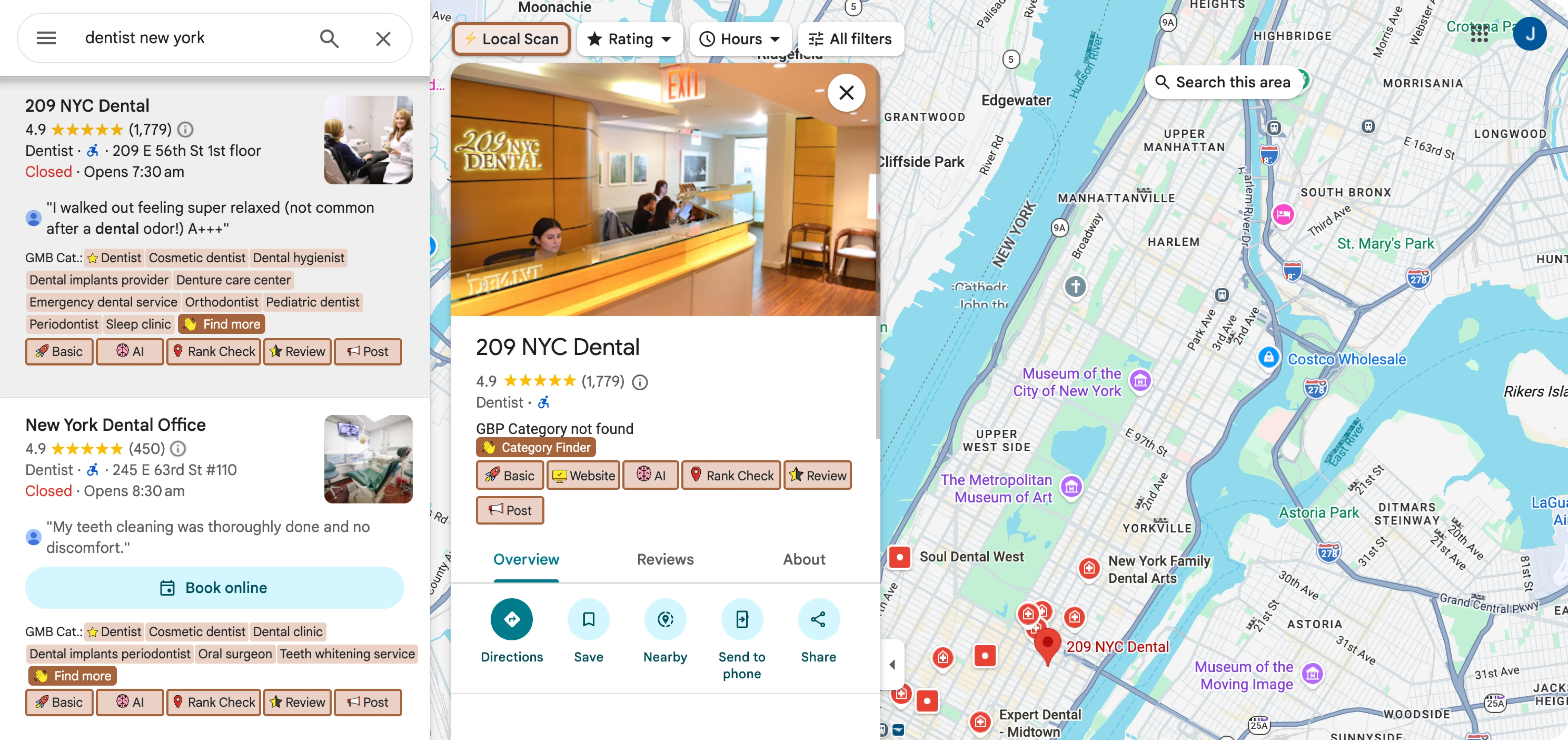 GMB Everywhere es una extensión de navegador para analizar SEO local directamente en Google Maps