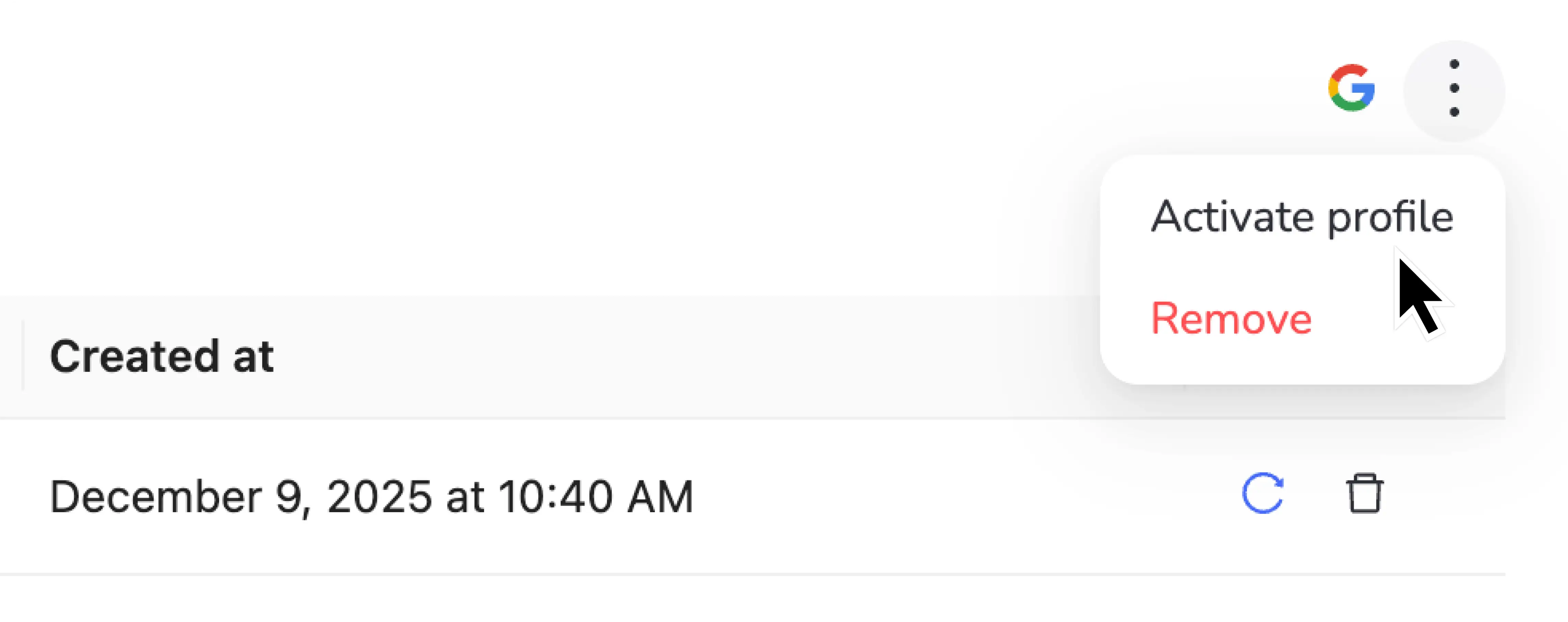 Mapa de posición de Localo mostrando resultados del escaneo de visibilidad para una floristería en Katowice, Polonia. Los círculos verdes indican buen posicionamiento (/es/assets/img/blog/posts/how-to-find-and-convert-local-seo-leads/image-4.webp)
¿Encontraste un prospecto prometedor? Ejecuta un Escaneo de visibilidad directamente desde la lista de leads.
Obtienes un Mapa de posición que muestra exactamente dónde posiciona el negocio en toda su área de servicio. No solo desde una ubicación, sino desde cada punto del mapa donde sus clientes podrían estar buscando.
Piensa en el Escaneo de visibilidad como una auditoría gratuita que puedes compartir antes de cualquier propuesta. Muestra al prospecto exactamente dónde está, qué funciona y dónde está perdiendo clientes frente a la competencia.
Esta es tu prueba. La visualización que crea el momento WOW y AHA.
Compártela con el prospecto como enlace. Deja que haga clic por sí mismo. Cuando vea que es invisible en la mitad de su barrio mientras el competidor de la misma calle posiciona en #1, querrá arreglarlo.
Activación de cliente con un clic
![Primer plano de la función de activación con un clic de Localo mostrando un menú desplegable con la opción «Activar perfil» para incorporar instantáneamente a un nuevo cliente, junto a la opción «Eliminar».