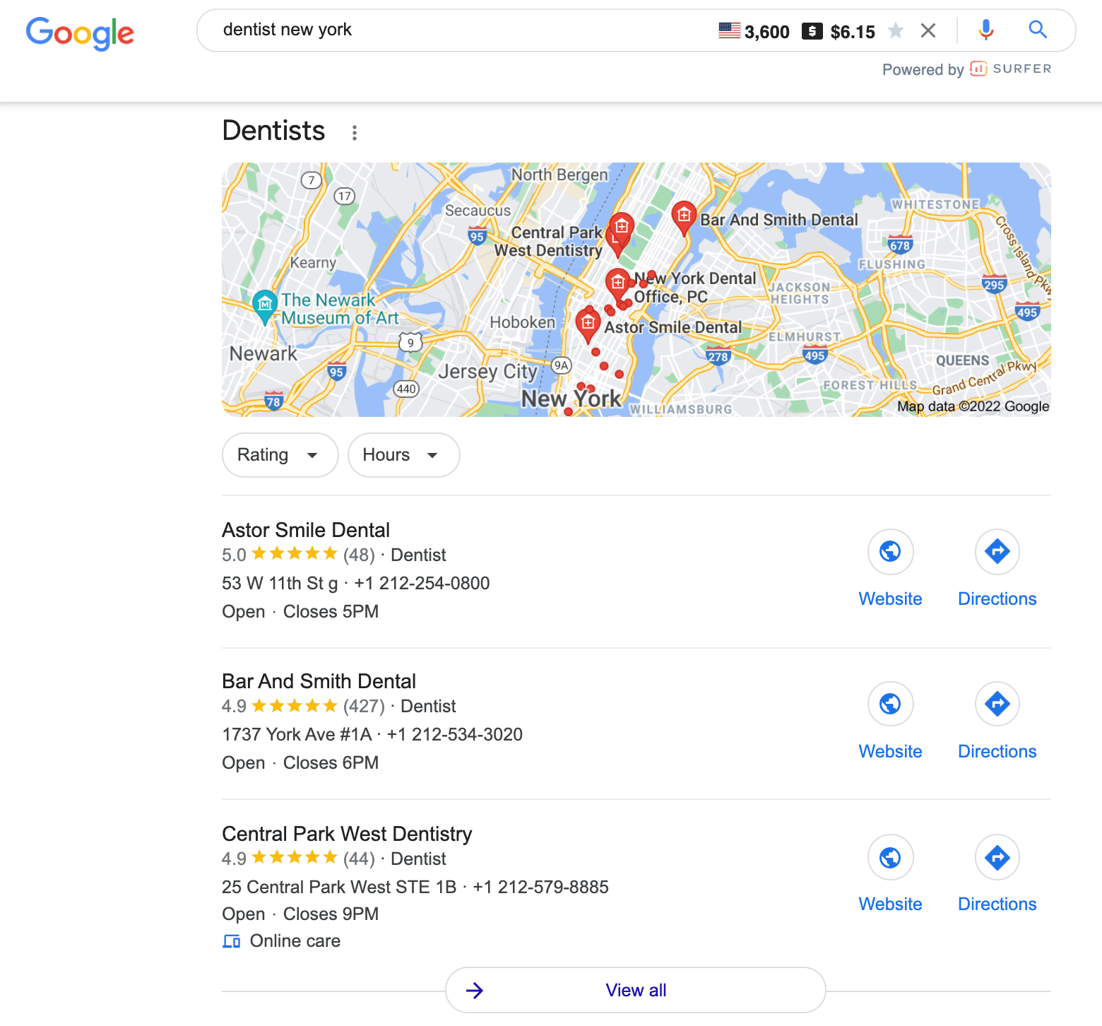 résultats de Google sur le marketing local en ligne