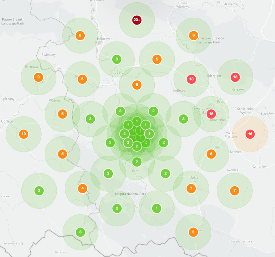 Vue de la position du profil d'entreprise Localo