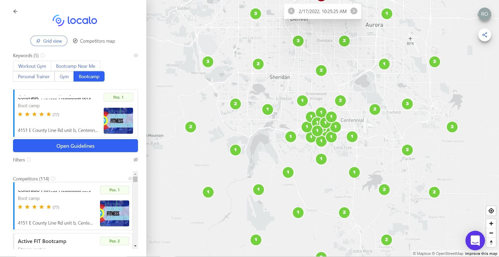 pozycja firmy w okolicy przed użyciem Localo 