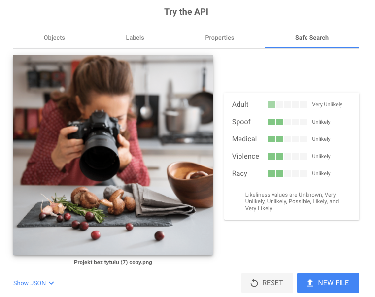 checking an image in google vision api